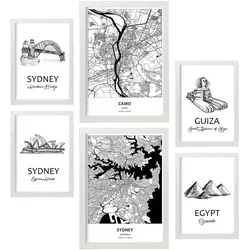 POSTER Set Mit 6 Von Ägypten Und Sidney Sammlung A3 & A4 Weißer Rahmen
