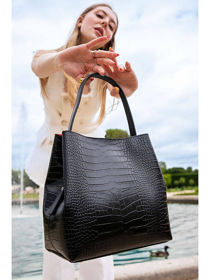 Christian Laurier Leder-Henkeltasche "Lola" in Schwarz - (B)27 x (H)28 x (T)14 cm - onesize
