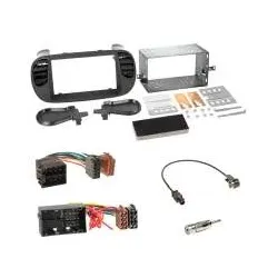 Fiat 500 ab 2012 Einbauset 2-DIN Autoradio Radioblende matt schwarz / soft to...