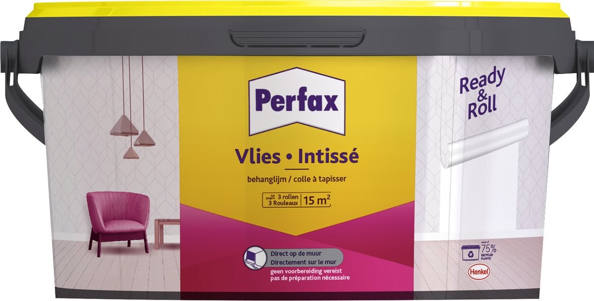 Perfax Ready&Roll Behanglijm voor Vliesbehang, 2.25 kg, Transparant
