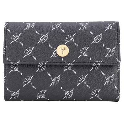 Geldbörse JOOP "cortina 1.0 cosma purse mh10f", Damen, blau (schwarz navy), Lederimitat, bedruckt, Kleinlederwaren, Geldbeutel, Money Poket, Portemonnaie, Kartentasche mit Druckknopf