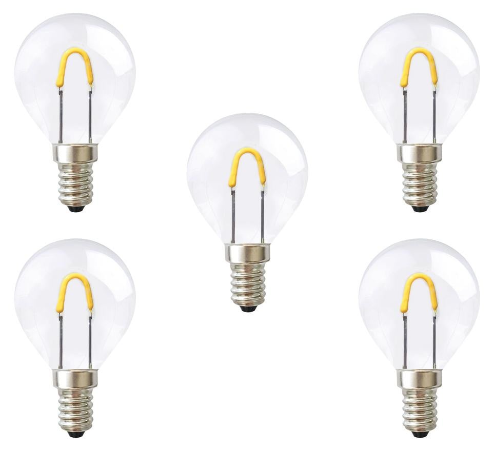 NCC-Licht Set van 5 LED Curved Filament Tropfen E14 1W (10W) Klar Extra Warmwit 2400K