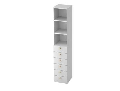 Kombischrank TOPAS LINE, 6 Ordnerhöhen, Regale + 6 Schübe, weiß/weiß