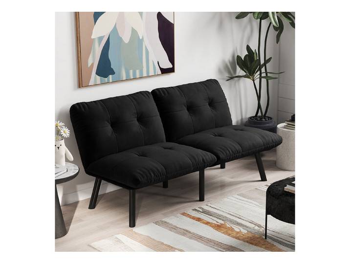 REDOM Sofa 2-Sitzer Futon Loungesofa mit Liegefunktion, faltbares Schlafsofa als kompaktes Gästebett