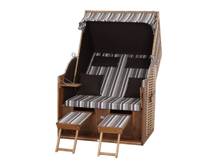 Strandkorb Trend Bezug & Gefelcht: Polyester Gestell: Massivholz Akazie Braun/Beige 80 x 165 x 120cm