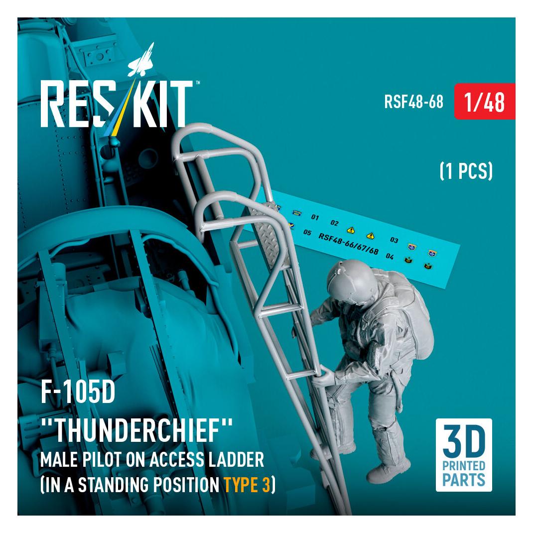 ResKit F-105 (D,F,G) Thunderchief male pilot on access ladder (type 3) (1 pcs) (3D Printed) (RSF48-0068)