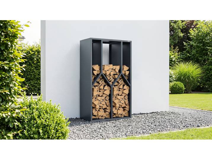 Kaminholzregal WEKA Brennholzregal , schwarz (anthrazit), B:95cm H:160cm T:50cm, Metall, Kaminholzlager, Kaminholzregal, Metall pulverbeschichtet