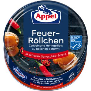 Appel Fischkonserve Feuerröllchen, in scharfer Schaschlik-Sauce, MSC zertifiziert, 200 g