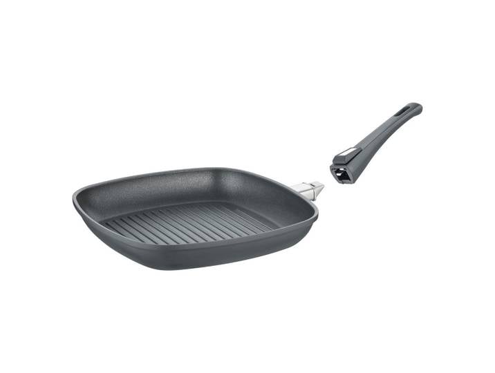 Berndes Grillpfanne Vario Click Induction, Dunkelgrau, Metall, quadratisch, 30x30 cm, abnehmbarer Griff, backofengeeignet, Kochen, Pfannen, Grillpfannen