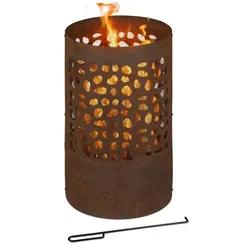 Relaxdays Feuertonne Rostoptik Braun