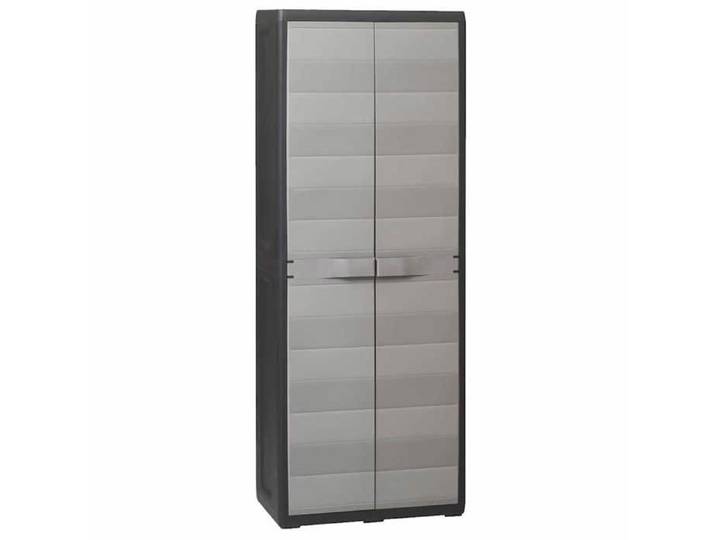 Casier de rangement Gris - Armoire de rangement jardin - avec 3 étagères Noir et gris 65x38x171 cm A16468