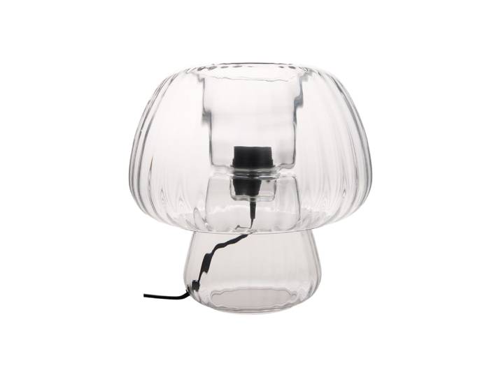 Lampe à poser champignon en verre blanc translucide