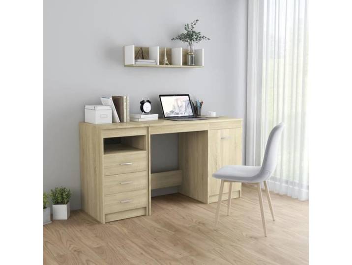 Bureau - VIDAXL - Chêne sonoma - 3 tiroirs - Design contemporain - 140x50x76 cm