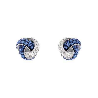 Paar Ohrstecker AMOR "Knoten", blau (silberfarben, kristallweiß, blau, kristallweiß, blau), Ohrringe, Damen, Silber 925 (Sterlingsilber), mit Zirkonia (synth.)