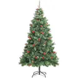vidaXL, Weihnachtsbaum, Klappbarer Weihnachtsbaum mit Zapfen und Beeren (240 cm)