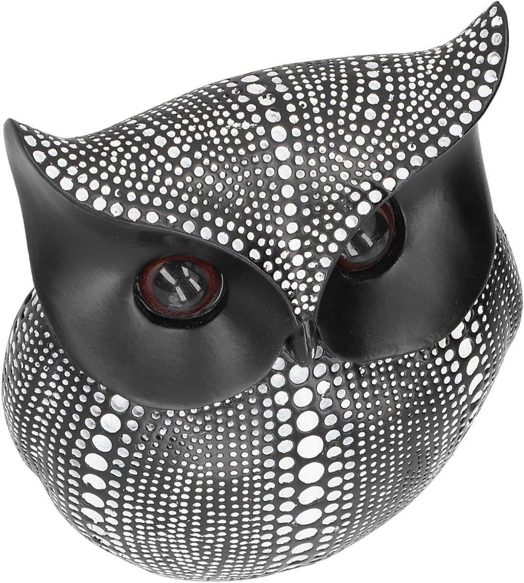 Uil Standbeeld Dier Sculptuur Bureau Decoratie Zwart Wit - 15 x 13,5 cm