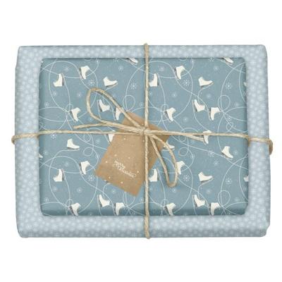 Geschenkpapier Set Weihnachten: Schlittschuhe (blau) für Kinder und Erwachsene, Sonstige von , Dabelino