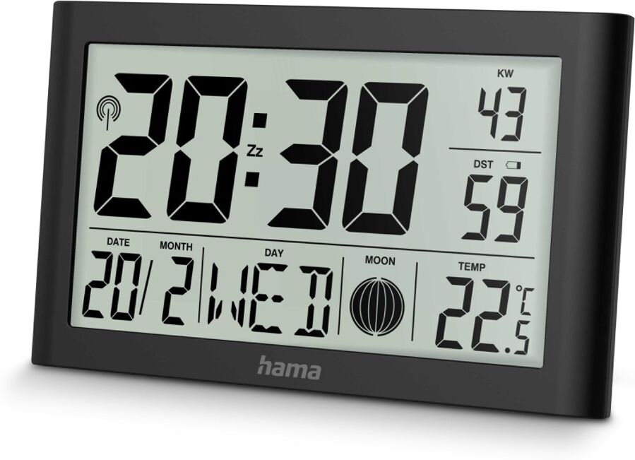 Funkwanduhr HAMA "Digitale Funkuhr "Martinique ", Schwarz", schwarz, Funkuhr, Wanduhren, Funkwanduhr, Tischuhr mit Thermometer
