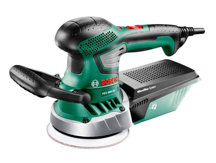 Exzenterschleifer BOSCH HOME & GARDEN PEX 400 AE , grün (grün, schwarz), B:34cm H:15cm L:38cm, Schleifmaschinen, Exzenterschleifer