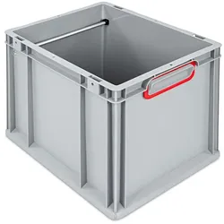 PROREGAL Hängeregisterbox NextGen, HxBxT 32x30x40cm, 30 Liter, Griffe rot geschlossen, Grau, Eurobehälter, Transportbox, Transportbehälter