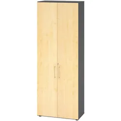 bümö Aktenschrank abschließbar, Büroschrank Holz 80cm breit in Graphit/Ahorn - abschließbarer Schrank mit Aktenregal für's Büro & Arbeitszimmer, Büro