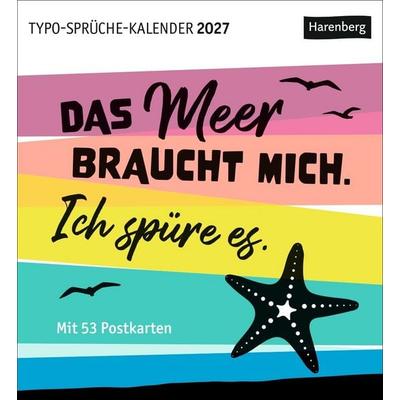Typo-Sprüche-Kalender Postkartenkalender 2027 - Wochenkalender mit 53 Postkarten