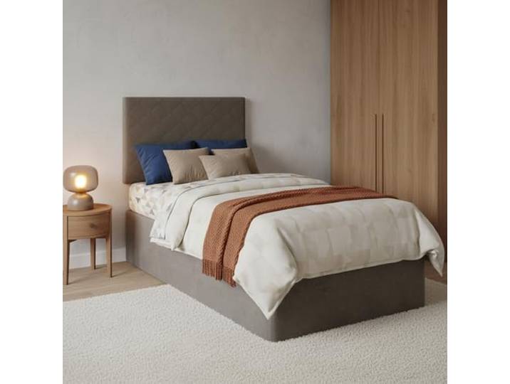 Talamo Italia - Lit simple Cleofe\, Tête de lit en similicuir avec base orthopédique et cantonnière\, 100% Made in Italy\, adapté pour lit simple\, pour matelas 80x190 cm\, Tourterelle