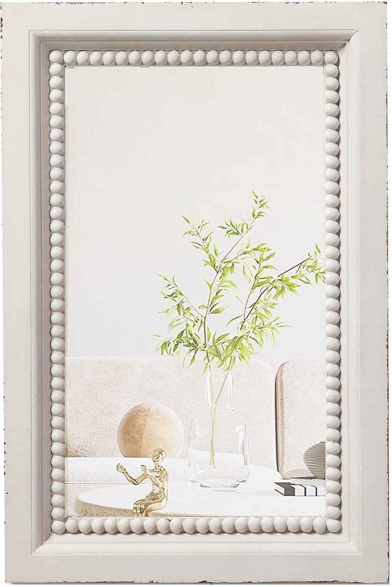 Omgoods Elegante Rectangulaire Wandspiegel met Parels