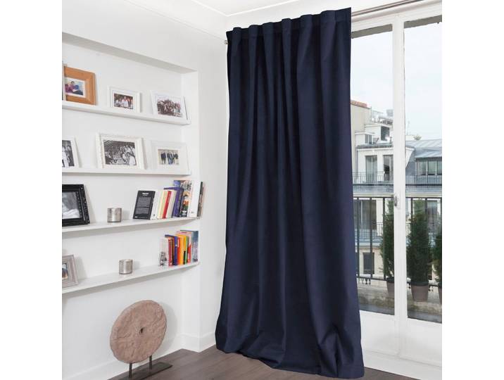 Rideau occultant total velours pattes cachées bleu mc412 135lx280h