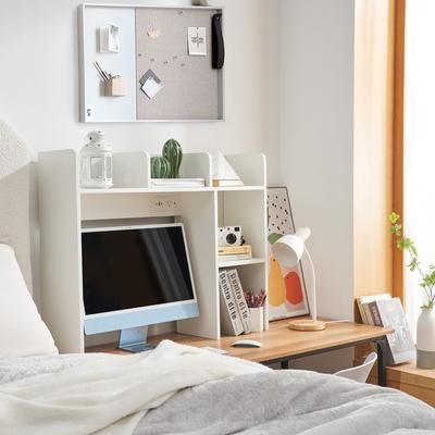 DormCo Classic Dorm Desk Bookshelf with Outlet - White
