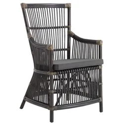 Gartenstuhl Bonete von Brafab aus Rattan mit Kissen, klassischer Boho-Stil, grau, für Outdoor
