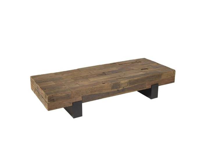 MACABANE MATHIS - Table basse marron rectangulaire poutres bois massif