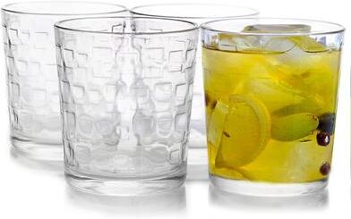 Trendy Discount Goods Premium 4 Piece Glass Set, Old Fashioned Tumblers, With Embossed Design, Perfect For Cocktails, Whiskey Premium 4 Piece Glass Set, Old Fashioned Tumblers, With Embossed Design, Perfect For Cocktails, Whiskey