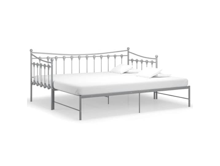 vidaXL Ausziehsofa Bettgestell Ausziehbett Sofabett Tagesbett Schlafsofa Gästebett Bett Metallbett Bettsofa Sofa Couch Grau Metall 90x200cm