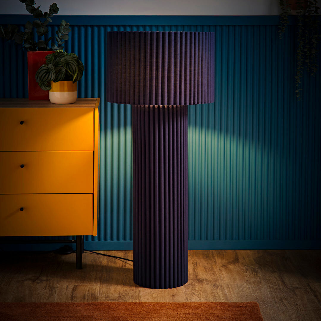 Latitude Run Lenny Column Floor Lamp Blue 108.5cm H X 46cm W X 46cm D