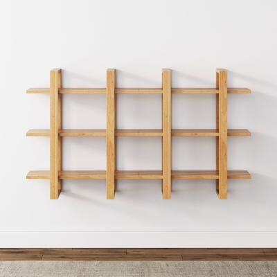 Nathan James Benji Floating Wall Book Shelves, 3-Tier Display Shelf, Decorative Modular Shelf in Solid Wood