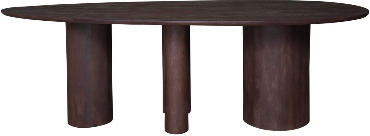 Eettafel Amir Espresso Mangohout - Organisch Japandi - B/D: 240 x 120 cm