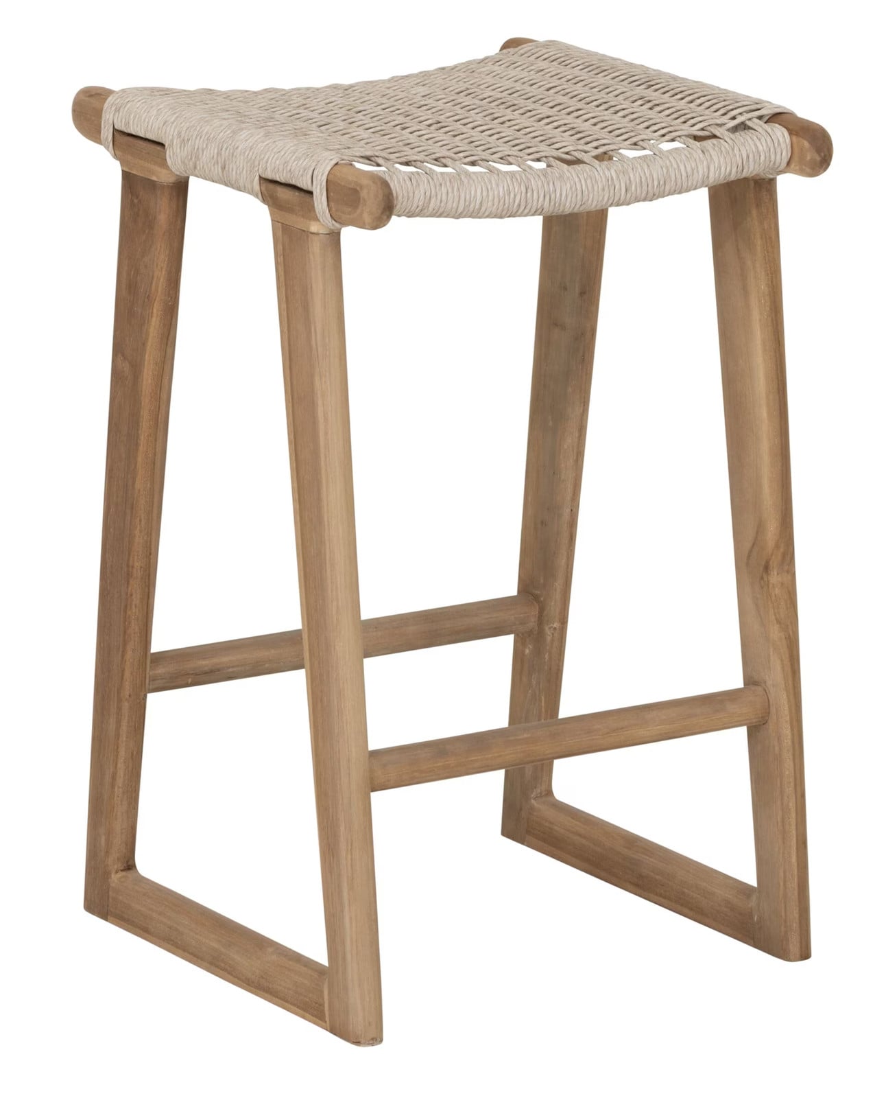 MUST Living Barstoel Kento Teakhout en Touw - Naturel - Zithoogte: 62 cm
