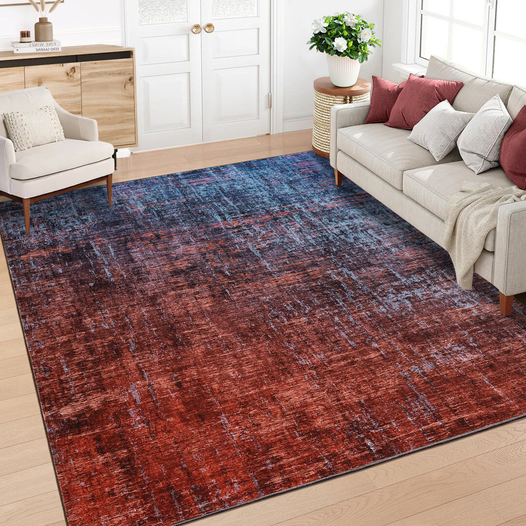 Brayden Studio Abstract Machine Printed Area Rug Red Rectangle 160 x 230 cm