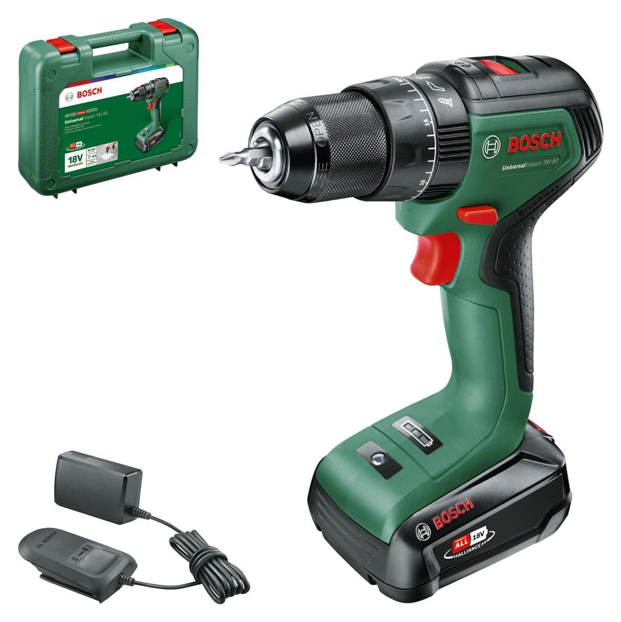 Bosch Universal Impact 18V-60 boorhamer met 1 x 2Ah accu en koffer - 06039D7101
