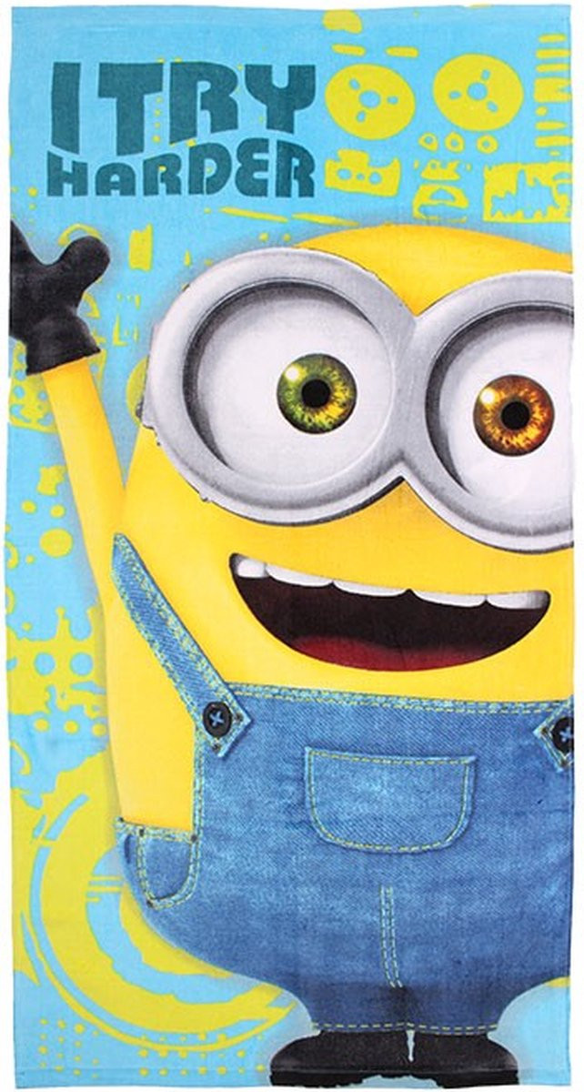 Minions Strandlaken I Try Harder Handdoek - 70 x 140 cm - Microvezel