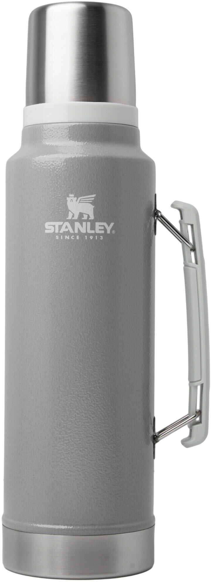 Termos Stanley The Legendary Classic Bottle 1.5QT, Hammertone Ash 10-11347-0337 z korkiem z otworem do nalewania i kubkiem, 1,4L