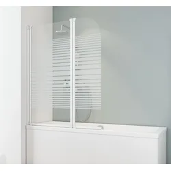 Schulte  ExpressPlus  Komfort  Badewannenfaltwand  2-teilig  1140  mm  -  Alpinweiß  -  mit  Glas  "Dekor  Querstreifen