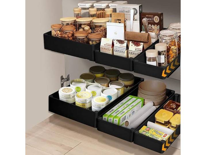 Lot de 3 Tiroirs Coulissants Cuisine 3 Tailles Tiroir Coulissant Placard Rangement Coulissant Placard Cuisine Plateau Coulissant