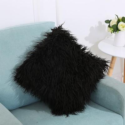 Inspired Deals Luxury Plush Pillow Cover Soft Faux Fur Velvet Cushion Cover For Sofa Bed Decor black