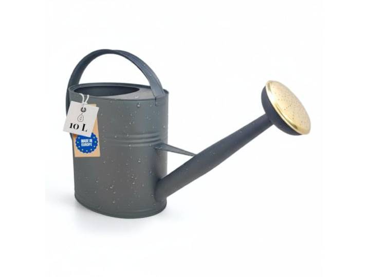 Gieter 10l, Gieter Metaal voor Tuin & Balkon, Hoogwaardige Gieter 10 Liter van Verzinkt Metaal, Gieter met Afneembare Brause, Gieter Retro met Messing Brause, Gieter Antraciet