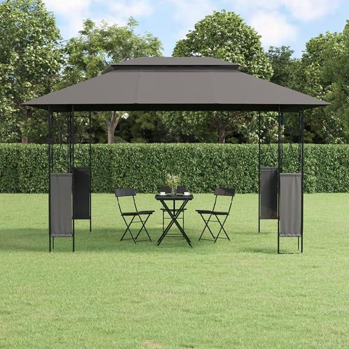 Pavillon 3x4, Gartenzelt Partyzelt Festzelt Gartenpavillon Bierzelt Witterungsbeständig Metall Gestell Anthrazit 400x300x270 cm