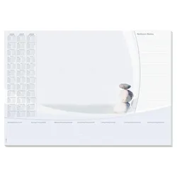 SIGEL Schreibtischunterlage Harmonie 2026/2027/2028 weiß/grau Papier 59,5 x 41,0 cm, 30 Blatt