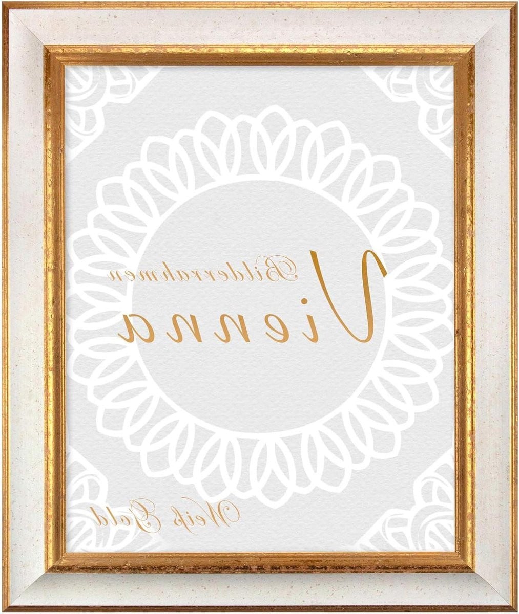 Houten Fotolijst Decoratie Frame Wit Goud 60x60 cm
