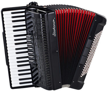 Startone Piano Accordion 120 Black MKII Schwarz mit rotem Balg